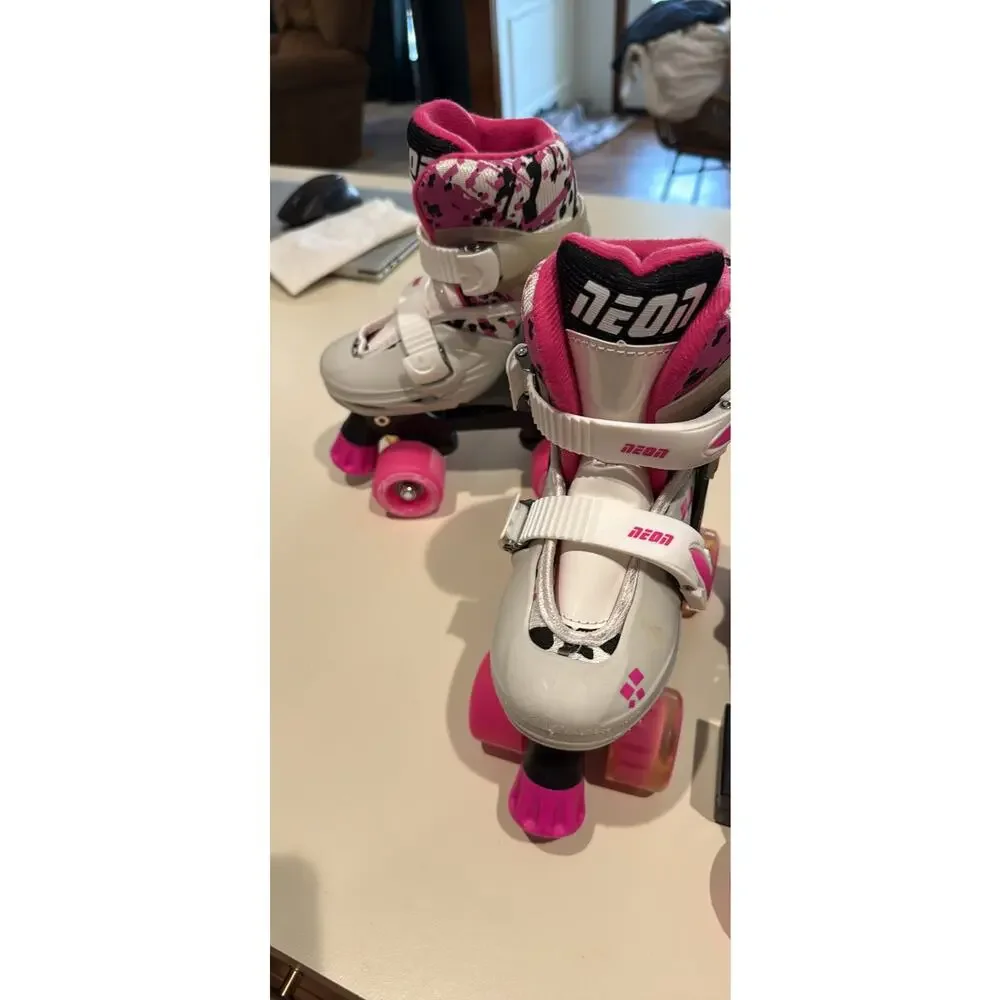 Neon Girl’s Combo Inline & Quad Adjustable Light-Up Skates Size 12-2